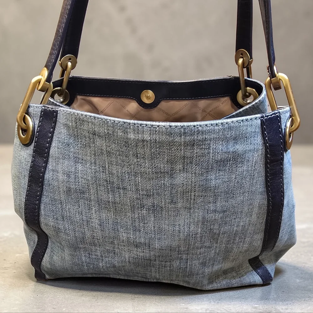 Michael Kors Raven Denim Tote • Gold Hardware • Everyday Chic • Like New